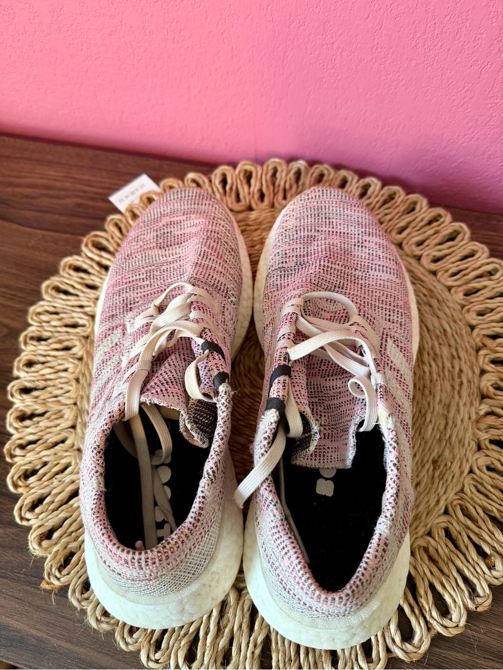 Women’s Adidas Pure Boost Pink Knit Athletic Sneakers